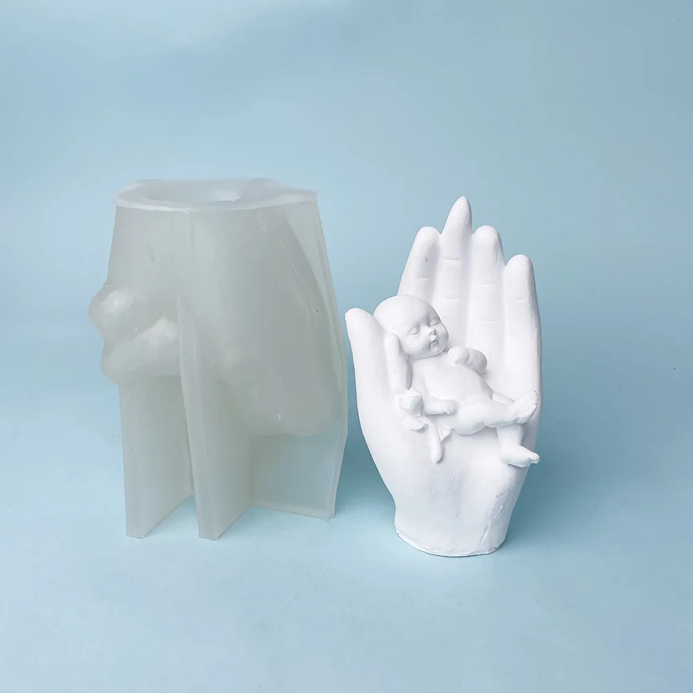 Angel Human Hand Silicone Candle Mold, Palm Baby Soap, Plaster Mould, Kid Chocolate Ice Making, Desk Decor, Mother's Day Gift