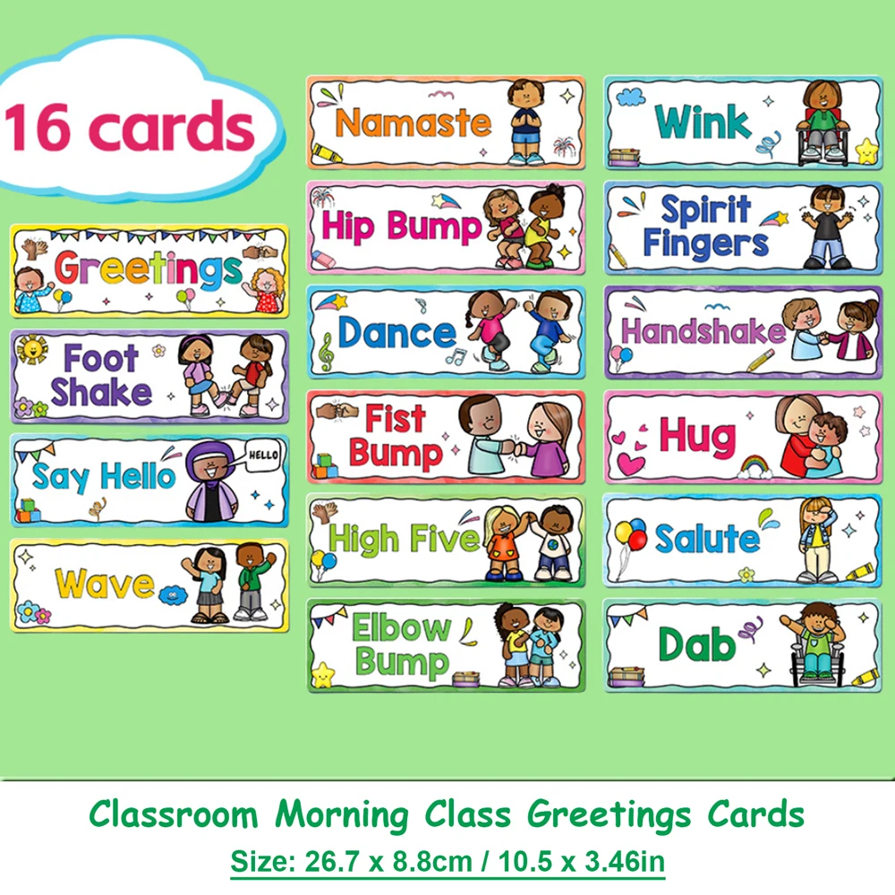 Educational Greeting Cards for Classroom Morning Greetings - Teacher Supplies for Kids' Social Learning and Classroom Decoration