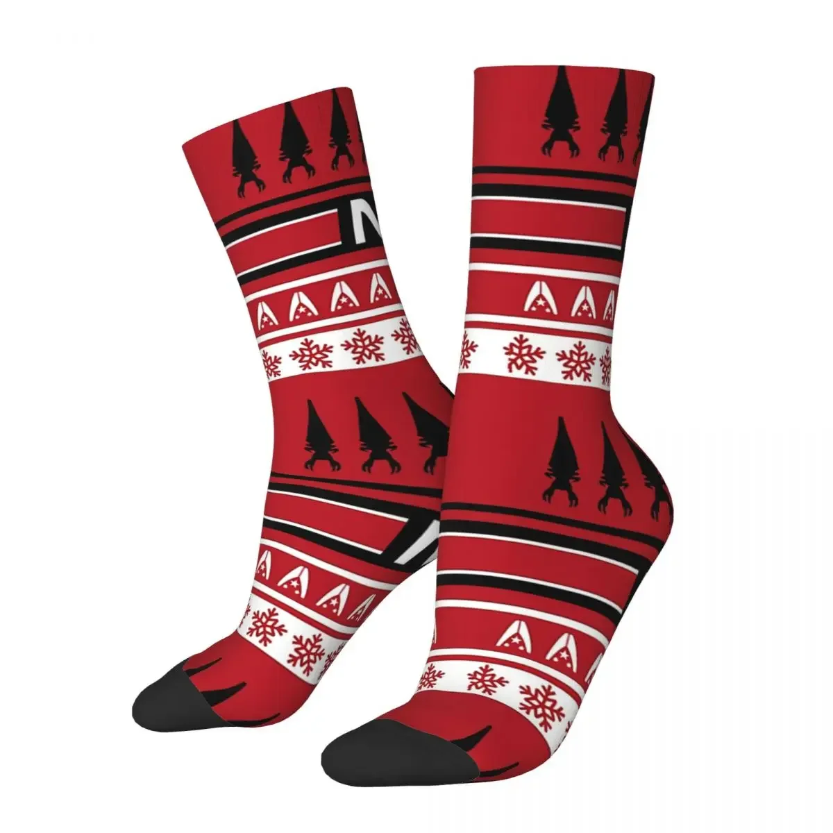 

Funny Socks for Men Women RED N7 Vintage Harajuku Mass Effect Game Hip Hop Novelty Street Style Crew Crazy Socks Summer