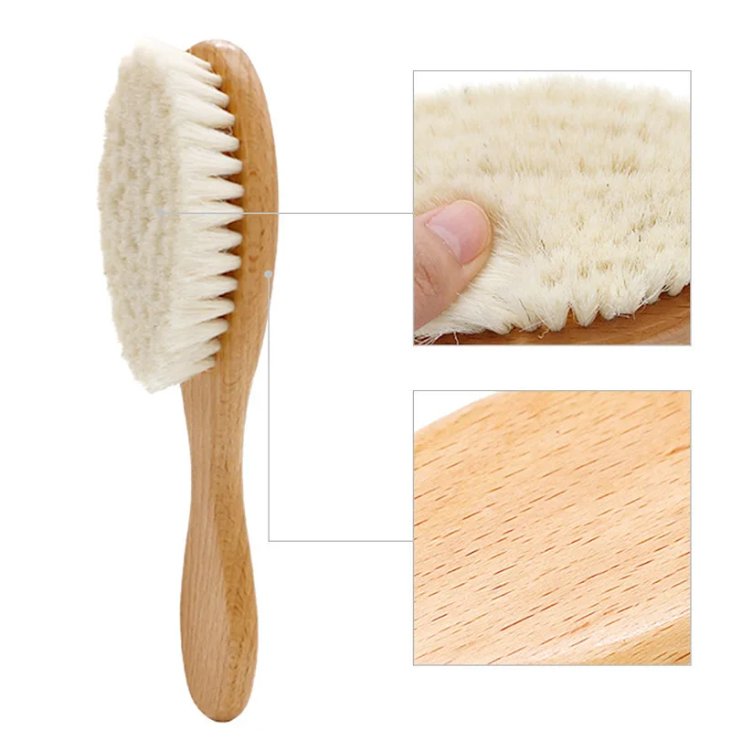 Baby Care Set Hair Brush Comb Wooden Brush for Baby Shower Newborn Infant Comb Head Massager