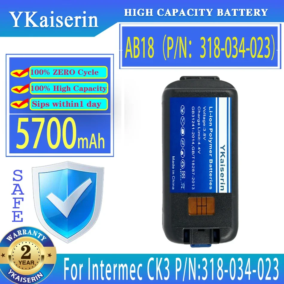 

YKaiserin 5700mAh Replacement Battery AB18 (P/N 318-034-023) For Intermec CK3 CK3X CK3A1 CK3C1 CK3R P/N 318-034 Digital Bateria