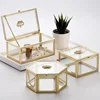 1pc European Crown Earrings Ring Storage Box Gold Glass Transparent Jewelry Tabletop Jewelry Organizer Box Excluding Jewelry 6