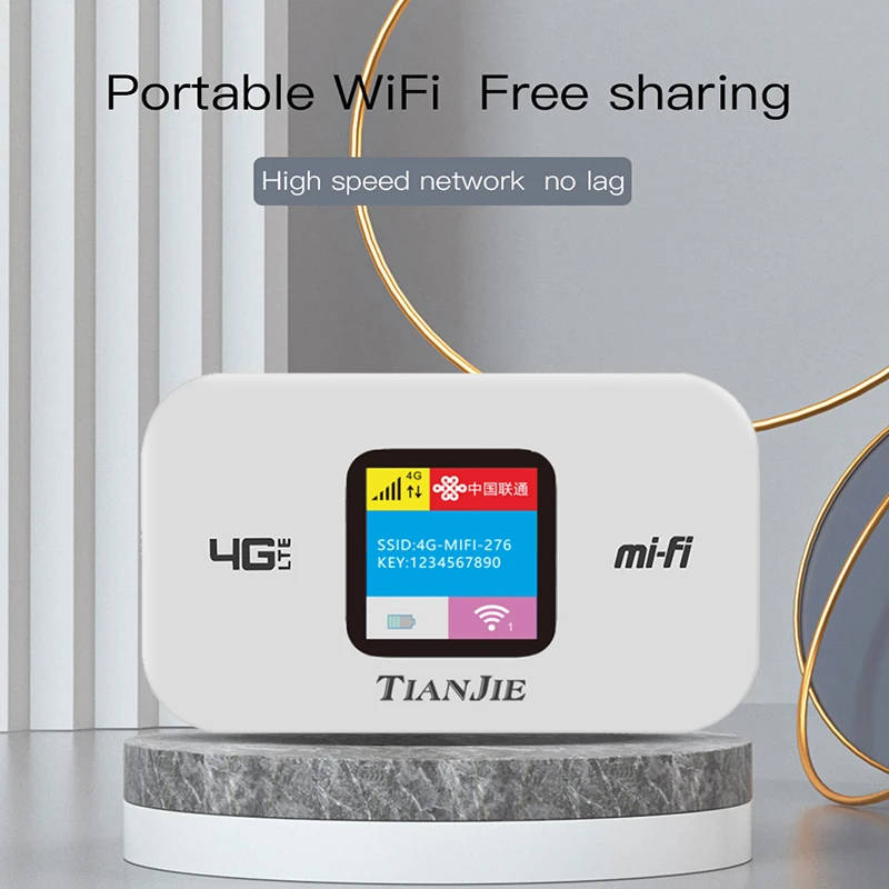 TIANJIE 150Mbps 4G Wifi Router SIM Card Wireless Modem Outdoor Pocket Mifi Mobile WI-FI High Speed Internet Adapter With Battery