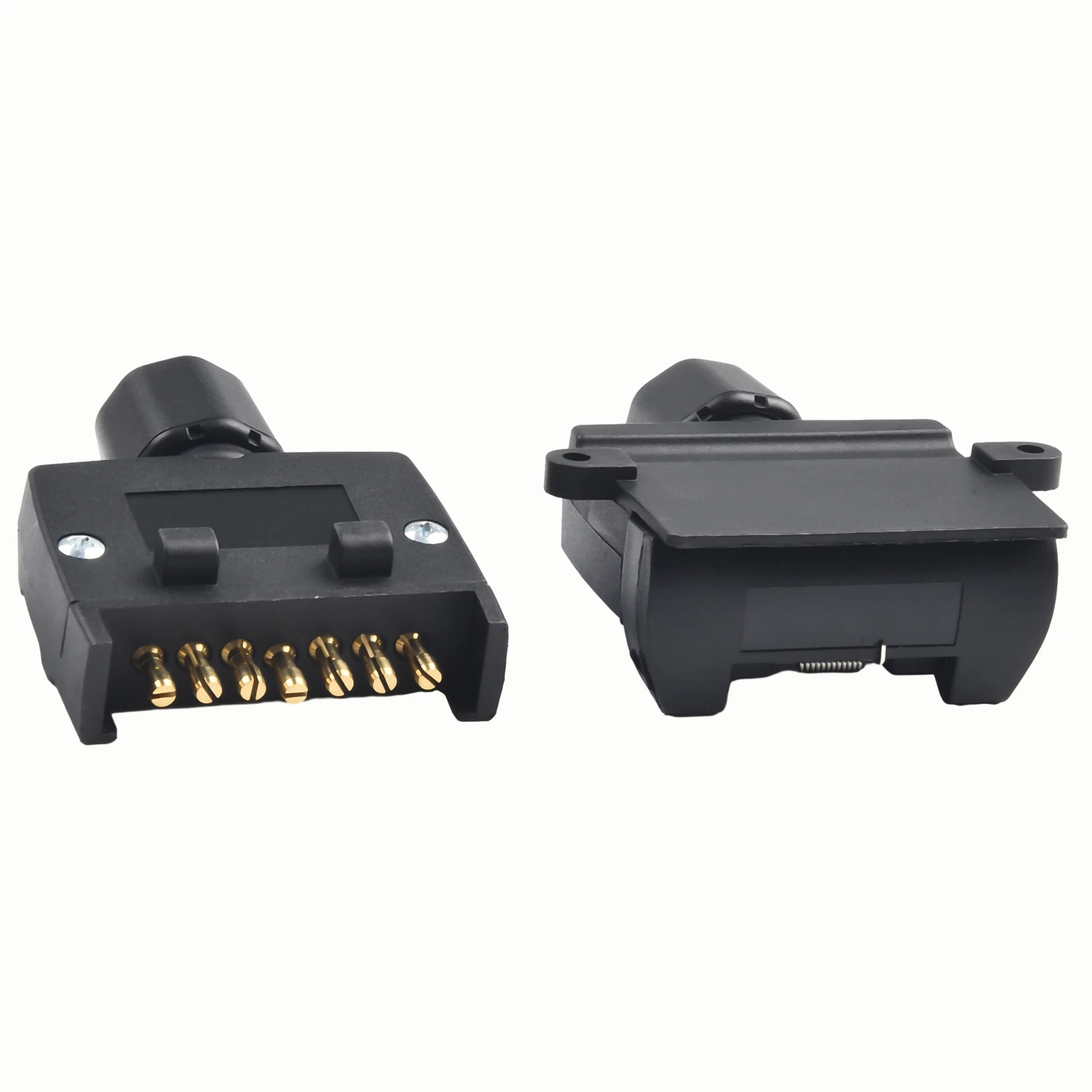 

Connector Flat Trailer Plug 7Pin Black Brass Cross Slotted Copper Needles Flat Trailer Plug Boats And Trailers