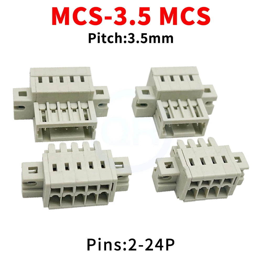 (5 Stück) MCS 3,5 mm federbelasteter lötfreier Klemmenblock-Schnellverbinder-Plug-in mit festem Satz MCS-3,5 2-12Pin