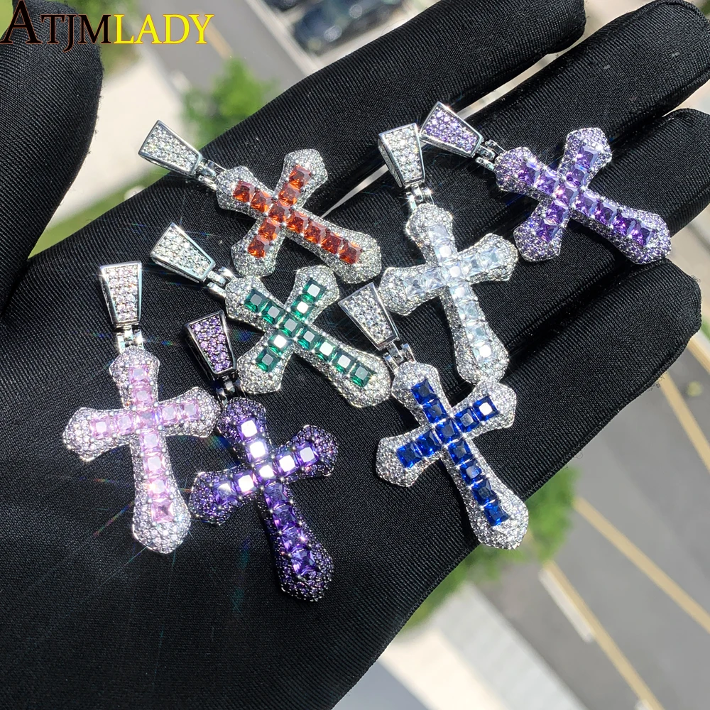 Ожерелье с кулоном в виде креста с фианитами, 5 А