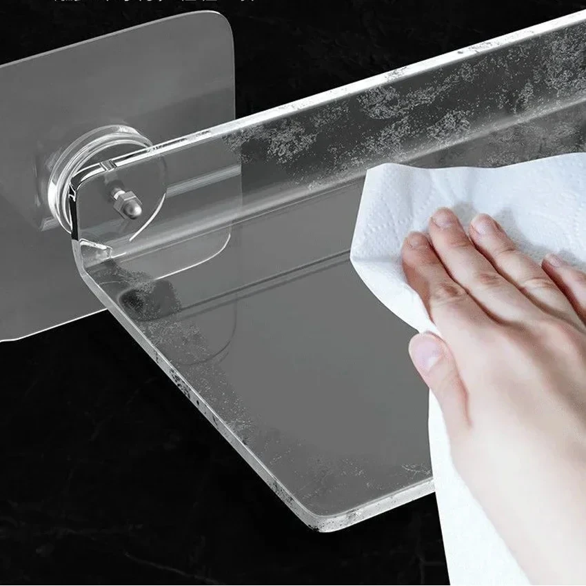 2 Mensole Galleggianti In Acrilico Trasparente 30x20x4 Cm - Ripiani Da Parete Senza Fori Per Bagno, Cucina E Soggiorno