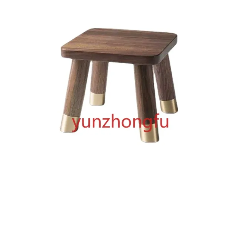 

Wood Small Bench Van Gogh Square Stool Black Walnut Log Low Stool the Copper Age Simple Shoe Changing Stool Children