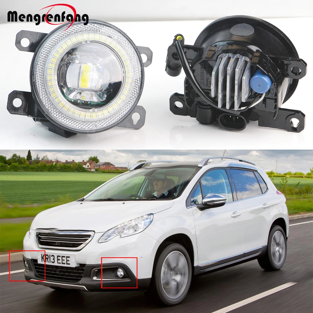 

2IN1 Design LED Fog Light Angel Eye DRL For Peugeot 2008 2013-2018 30W 8000LM Adjustable Car Front Fog Daytime Running Lamp H11