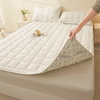 Hypoallergenic Quilted Mattress Protector - Breathable Noiseless Mattress Cover Pad with 4 Elastic Corner Straps,Solid Color 6