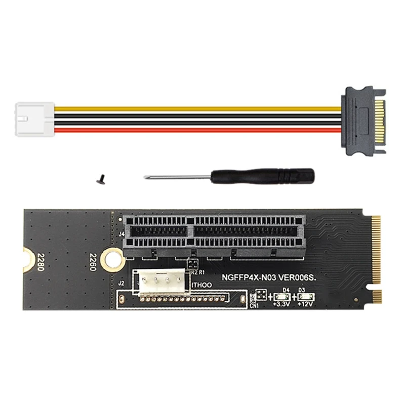 NGFF M.2 To PCI-E 4X X1 Riser Card M2 NVME To Pcie X4 With LED Voltage Indicator For GPU BTC Mining