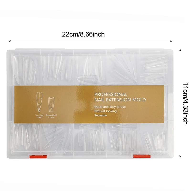 240Pcs Dual Nail Forms,Almond Extension Nail Gel Nail Forms Full Cover Reusable Nail Molds For Solid Nail Gel Glue Nail Art