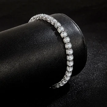 S925 Sterling Silver Bracelet Zirconia Tennis Ball Women Fashion Simple Engagement Wedding Charm Jewelry 4mm 16-20cm 2