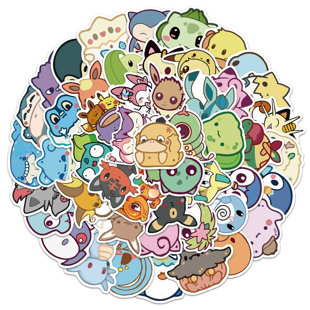 50個 Qのかわいいポケモンスタイルの犬の猫の絵 防水ラップトップの荷物ステッカー 子供へのギフト カワイイアニメ ステッカー Aliexpress