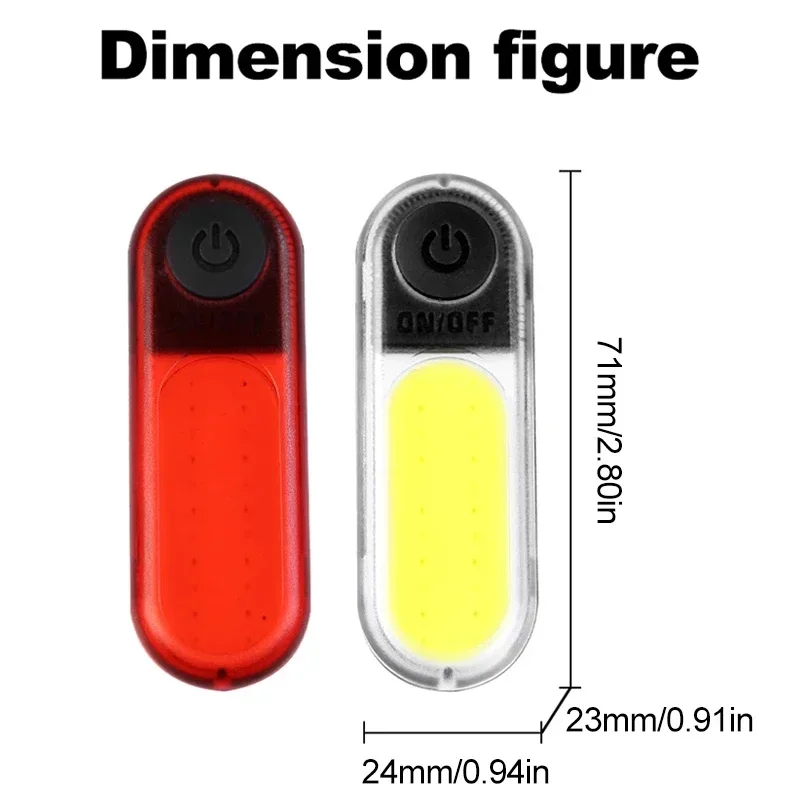 1 Pair Bicycle Front Rear Lights COB High Bright Bike Headlight Taillight USB Re
