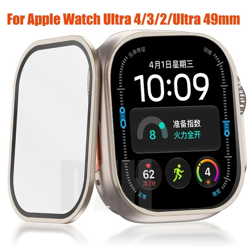 Premium Aluminum Alloy Watch Case with Tempered Glass Screen Protector - Anti-Scratch iWatch Cover