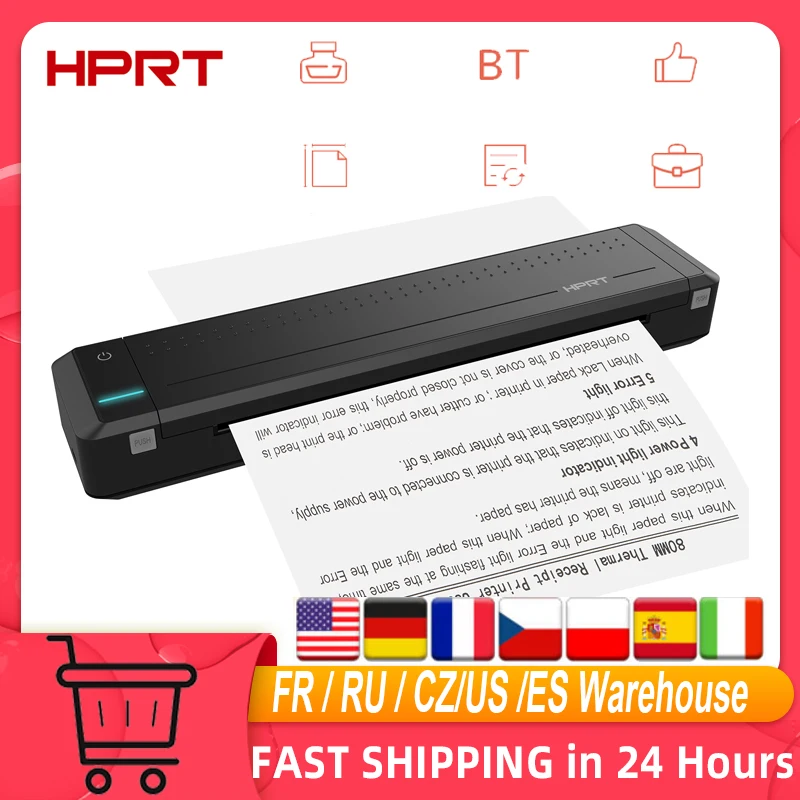 HPRT MT800 Mini imprimante portable sans fil A4 noir