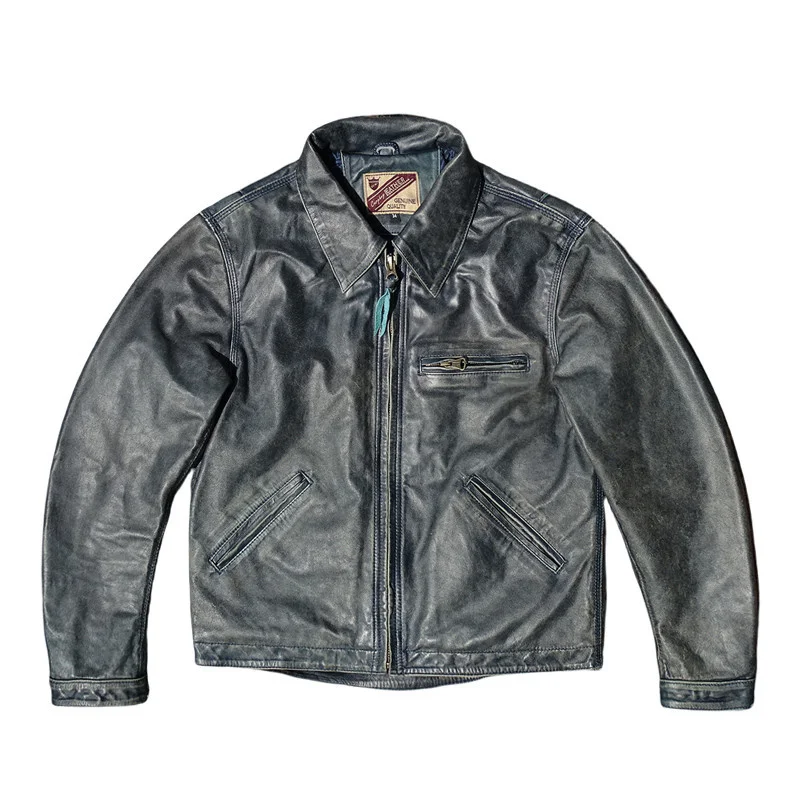 Detroit Sle! Enzyme Waed Vintage Leather Jaet Men's American Workwear Collar Leather Jaet Youth ort Sle Faion