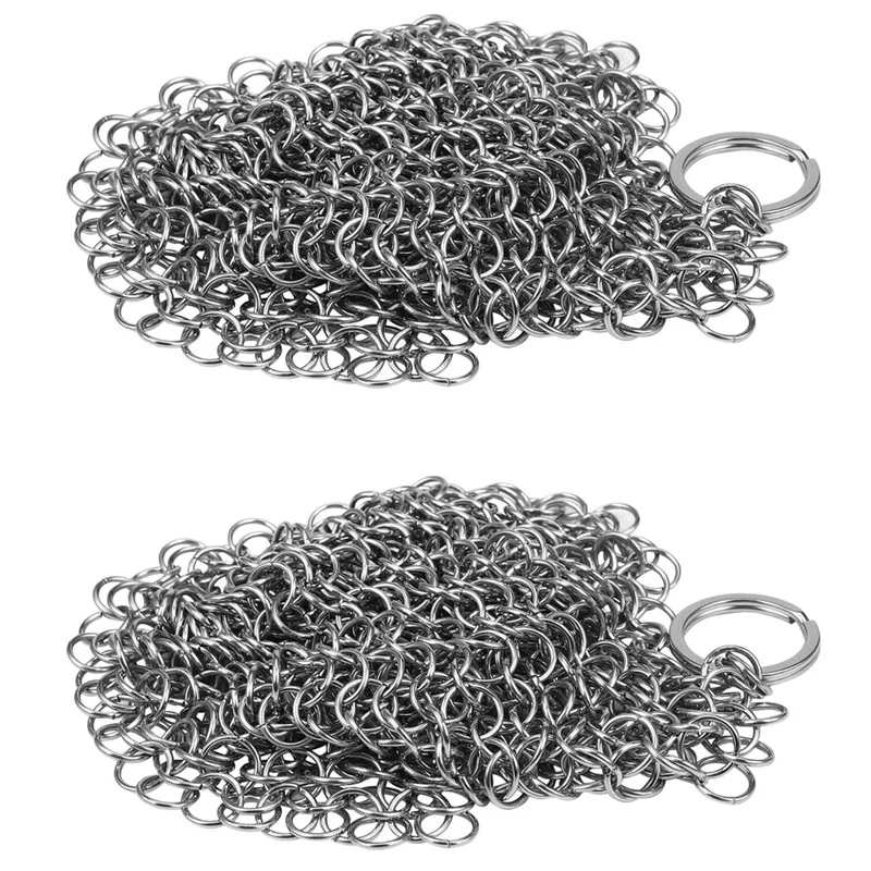 

2X Cast Iron Cleaner -Premium 316 Stainless Steel Chainmail Scrubber , 8X6 Inch CNIM Hot