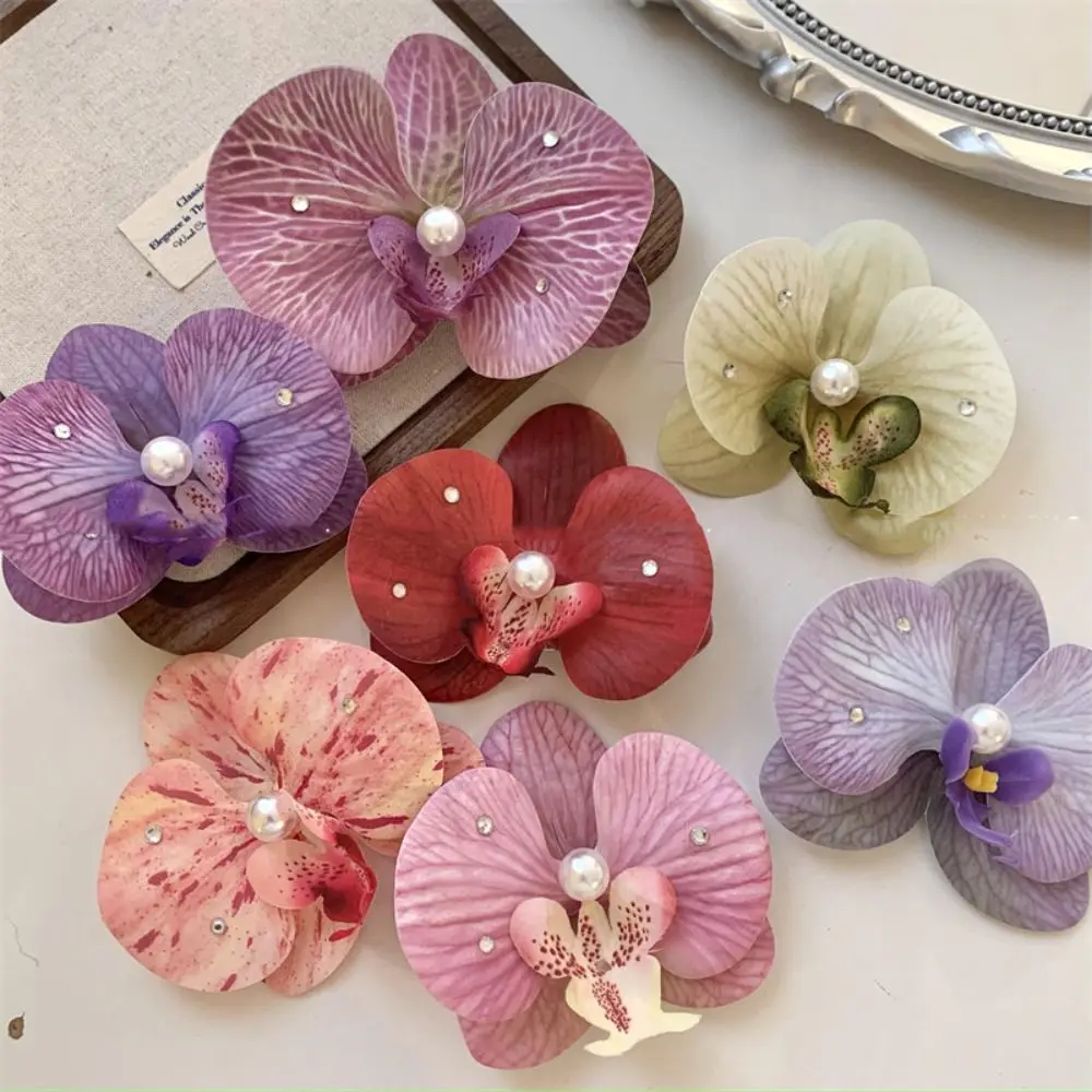 

Pearl Flower Hair Clip Sweet Cloth Butterfly Orchid Girl Hair Clip Korean Style Duckbill Clip Orchid Flower Hairpin Beach