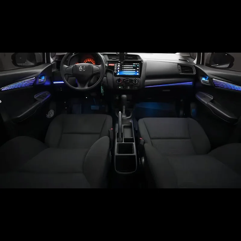 LED Car Lnner Ambient light For Honda Fit Jezz GK5 2014- Ribbo Grid Dynamic Magic Color Ambience Lamp Button +APP Contr