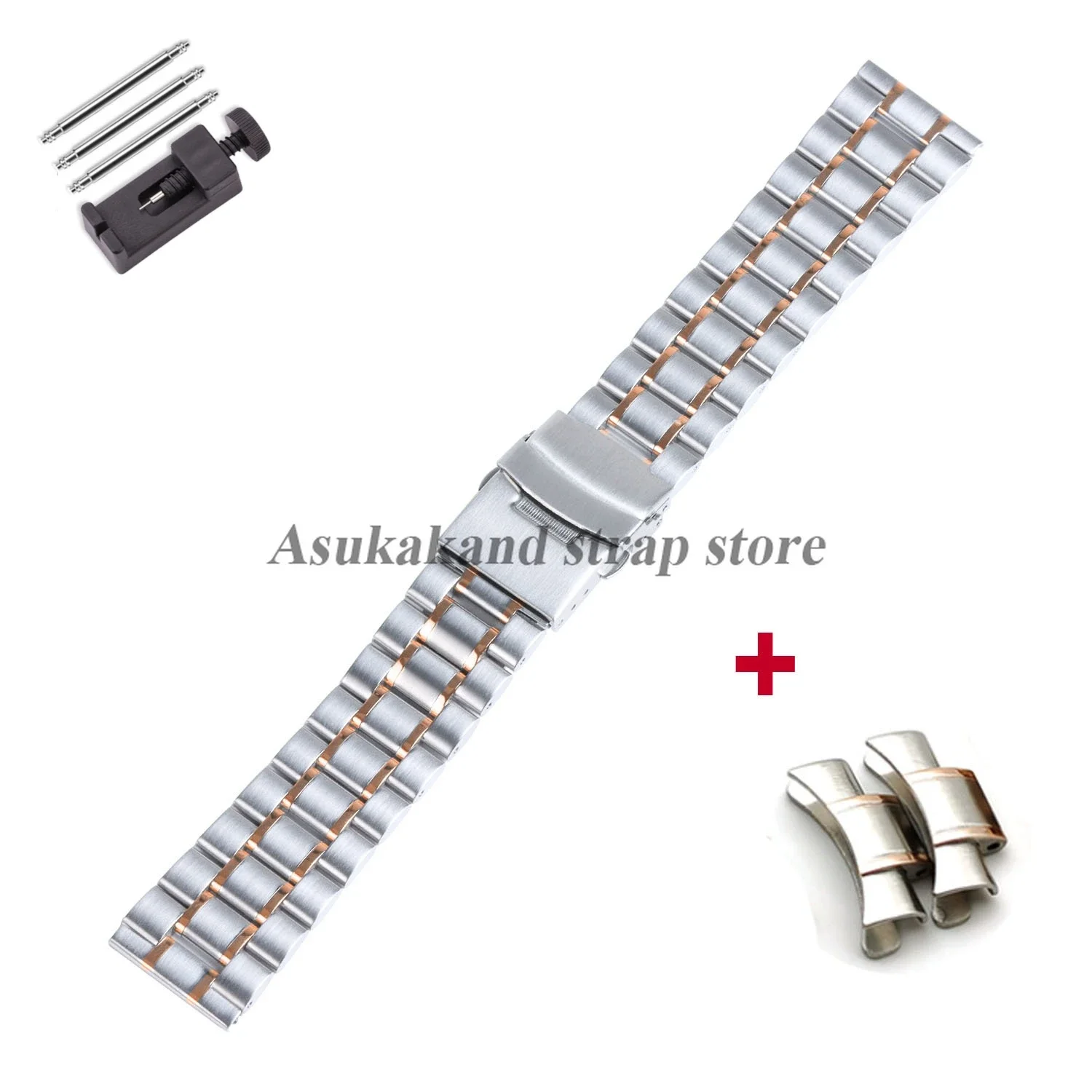 Stainless Steel Watch Strap with Folding Buckle – Universal Replacement Band