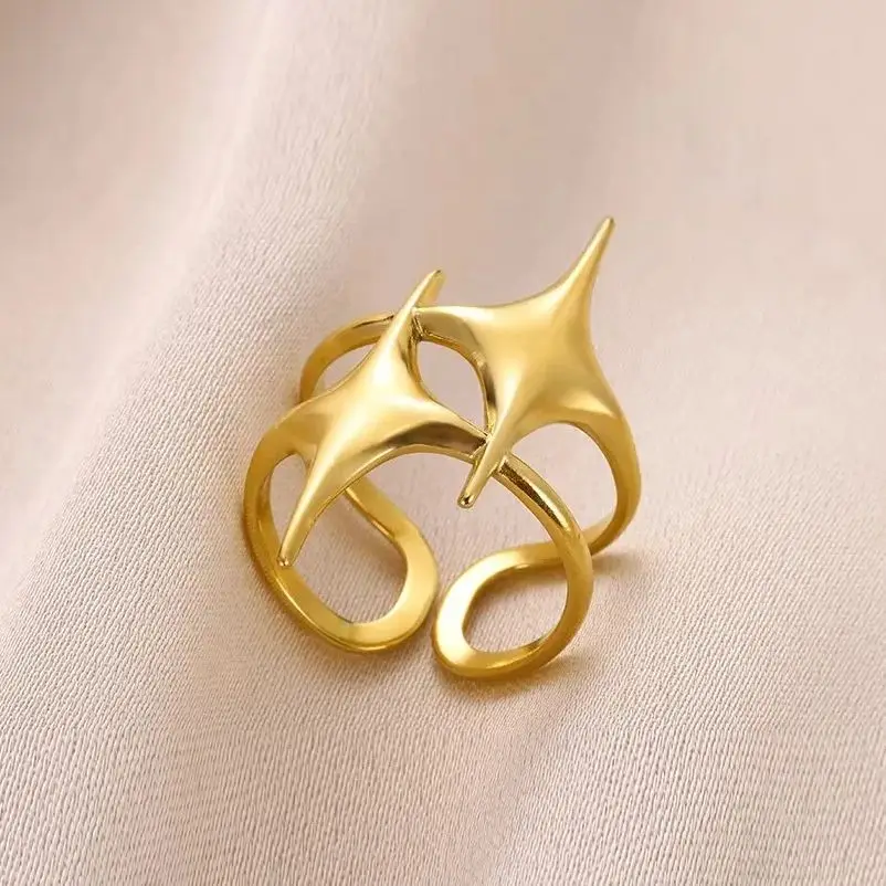 Stainless Steel Cross Star Rings for Women