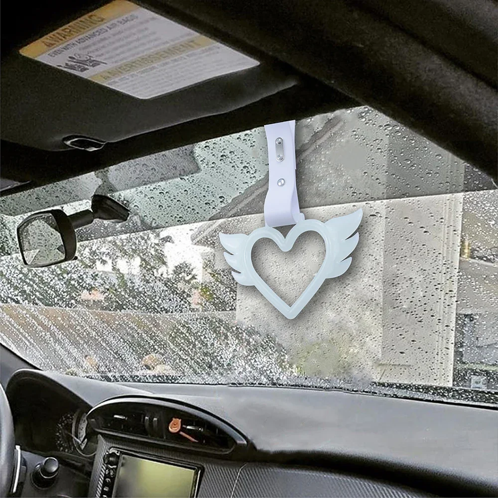 JDM 하트 엔젤 윙 다크 화이트 쓰리카와 핸들 링, 드리프트 참, 리어 범퍼, 지하철 버스 경고 링