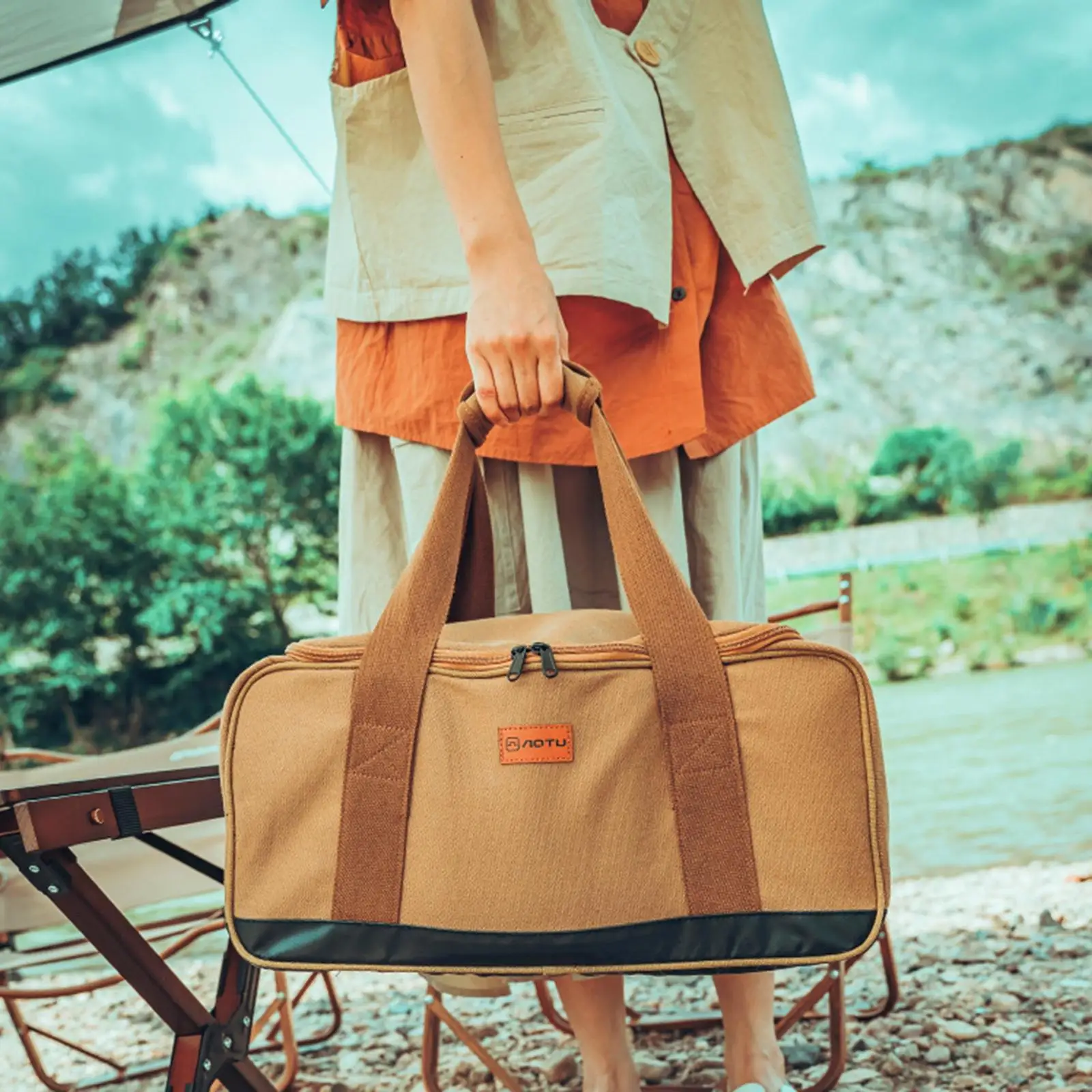 BBQ Tableware Carry Bag Camping Cooking Utensils Organizer Outdoor BBQ Grill Accessories Bag Tool Carry