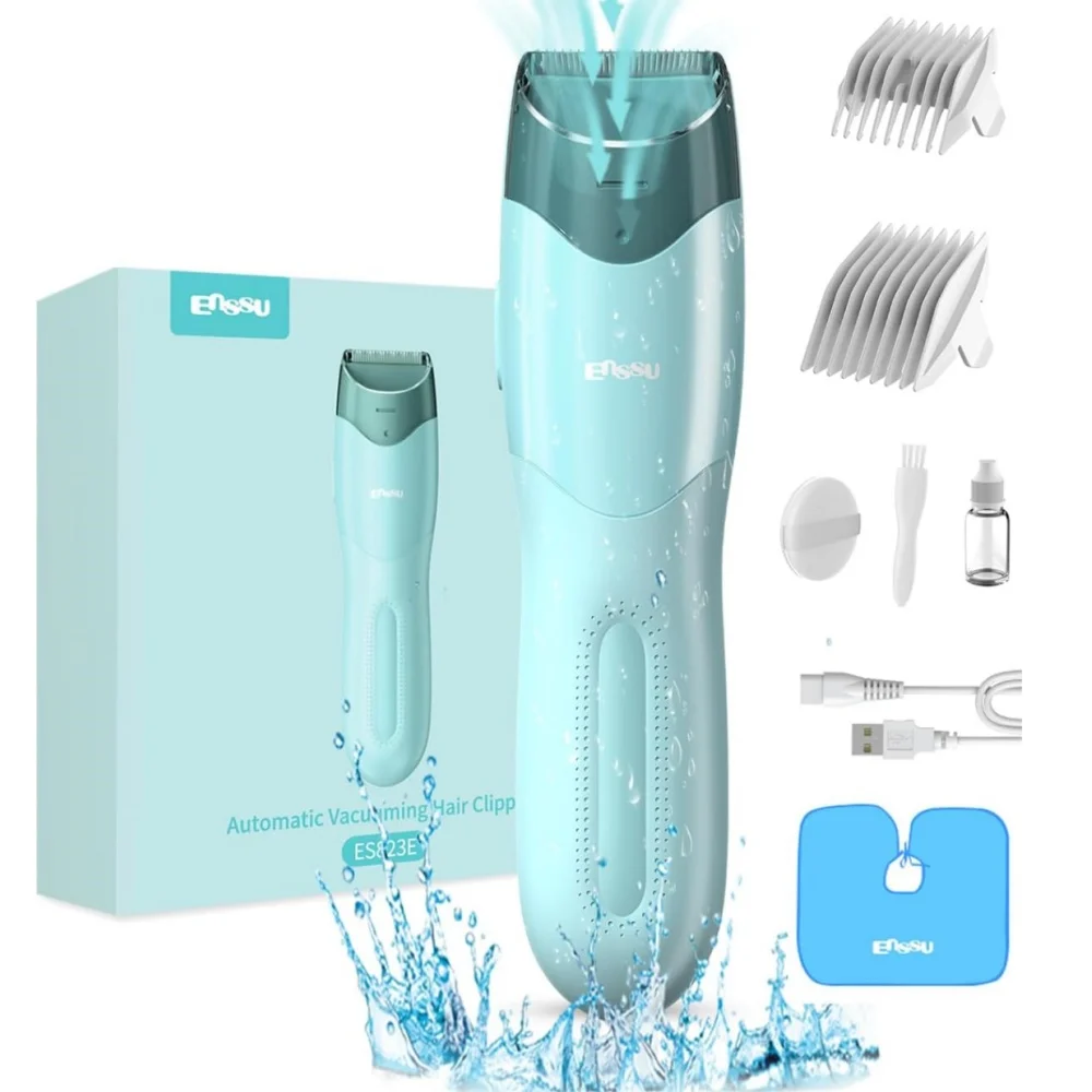 NEW Hair Clipper With Vacuum, Quiet Hair Trimmer Set, Waterproof Rechargeable Cordless Hair Cutting Kit With Safe Ceramic Blade