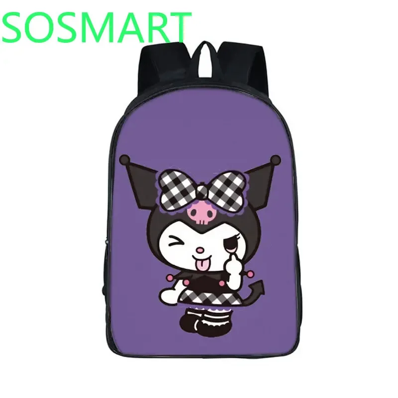

Школьный ранец Kuromi периферийный, вместительный милый рюкзак на молнии для студентов, подарок на день рождения