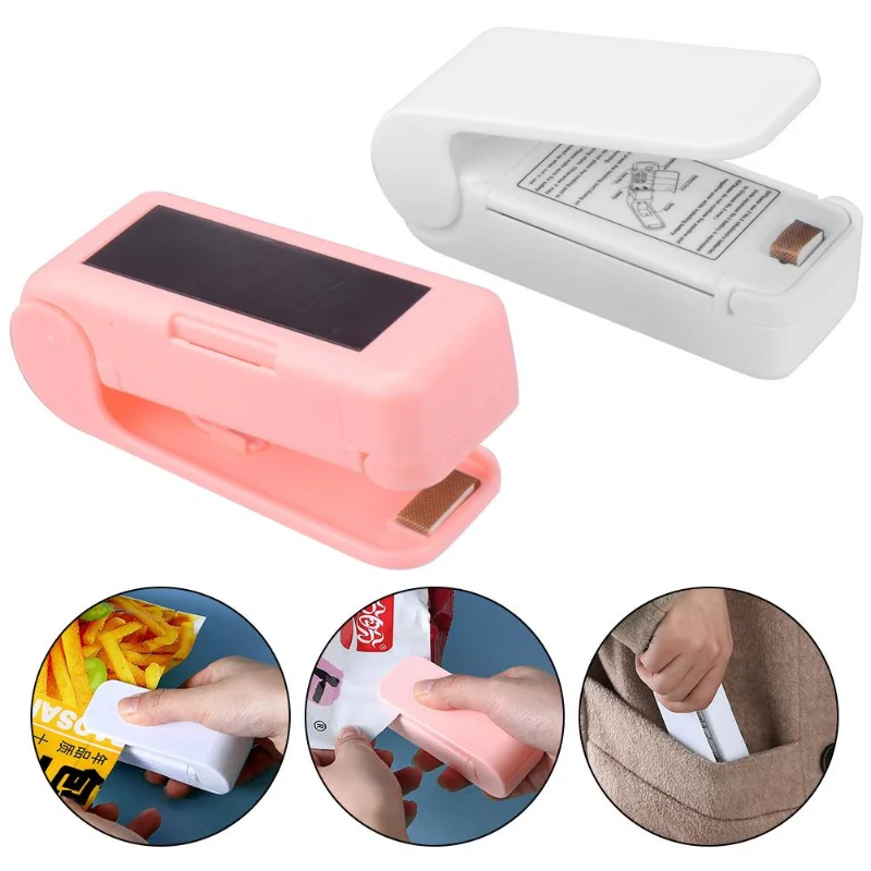 Portable-Bag-Heat-Sealer-Plastic-Package-Storage-Bag-Clip-Mini-Sealing-Machine-Handy-Sticker-Seal-for.jpg Hordozható Táska Hőhőzési Tömítés Műanyag Csomagoló Klip Mini Tömítőgép Praktikus Matrica Pecsét Élelmiszer Snack Konyhai Eszközökhöz - Image 5