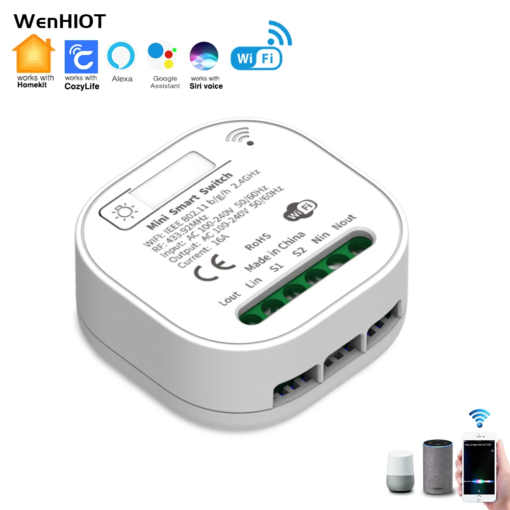 floor panel WENGHIOT Homekit 16A MINI Smart Switch Breaker 2 way App Remote Control Timing Home Automation Switch Support Google Home Alexa light sensor switch