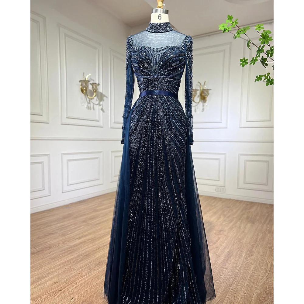 Nude Muslim Mermaid Elegant Evening Dresses Gowns 2023 Beaded Tassel Luxury For Women Party BLA71533 Serene Hill