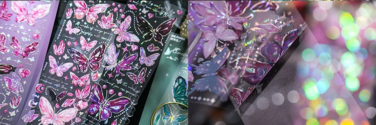 4 Blatt ins Laser aufkleber Schmetterling Stick Etiketten dekorative Scrap booking Tagebuch Album DIY Junk Journal Lieferungen – Detail 13