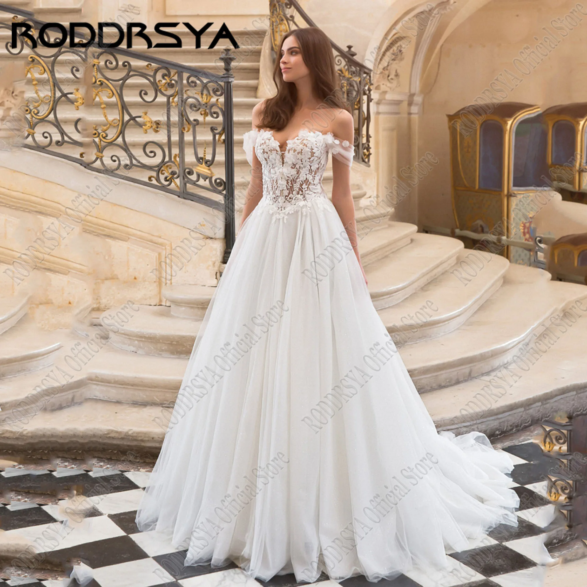 RODDRSYA Customized Sweetheart A Line Wedding Dresses For Women Lace Off Shoulder A Line Bride Bridal Gown Vestidos De Novias 3