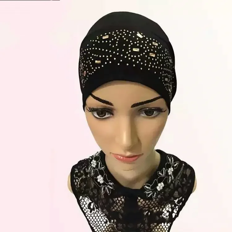 Black Scarf Female Headscarf Pipe Cap Chemical Cap Headscarf Inner Muslim Islamic Female Headwear