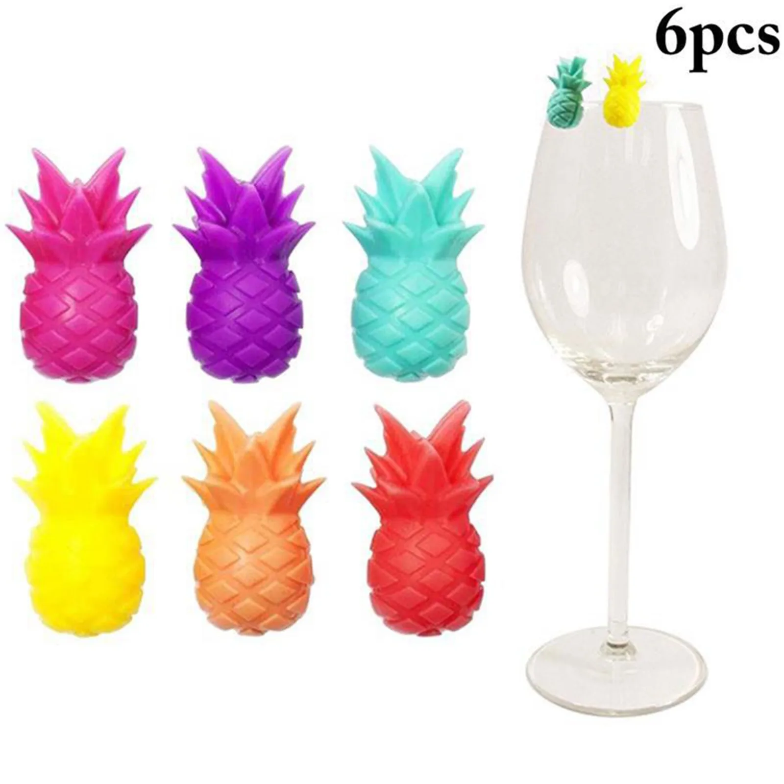 Oversized Mugs 6 Pieces Wine Glass Charms Drink Markers Cute Pineapple Glass Identifiers Silicone Swanky Swigs Juice Glasses glass identifiers