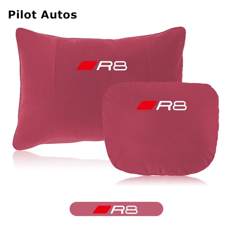 

Автомобильная подушка для подголовника Audi R8, подушка для подголовника сиденья, поддержка поясницы из натуральной кожи, хлопка с эффектом памяти