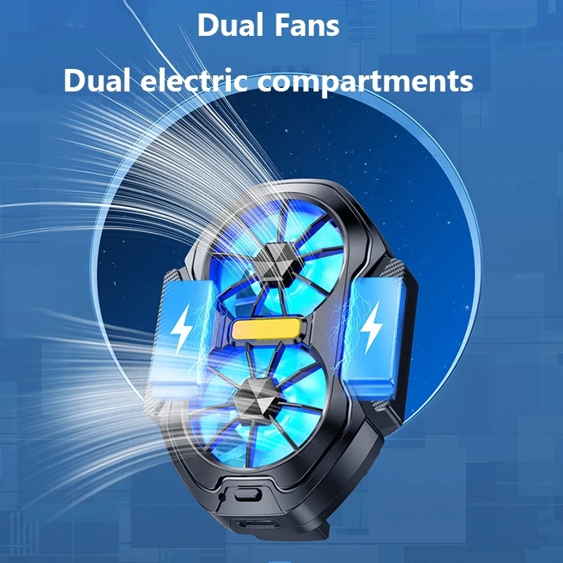 Phone Cooler Mobile Radiator Cell Phone Fan FS01 Dual Fan Rechargeable Mobile Phone Cooler Stronger Cooling Air Phone Radiator Mini Back Clip USB Radiator For 62-92mm