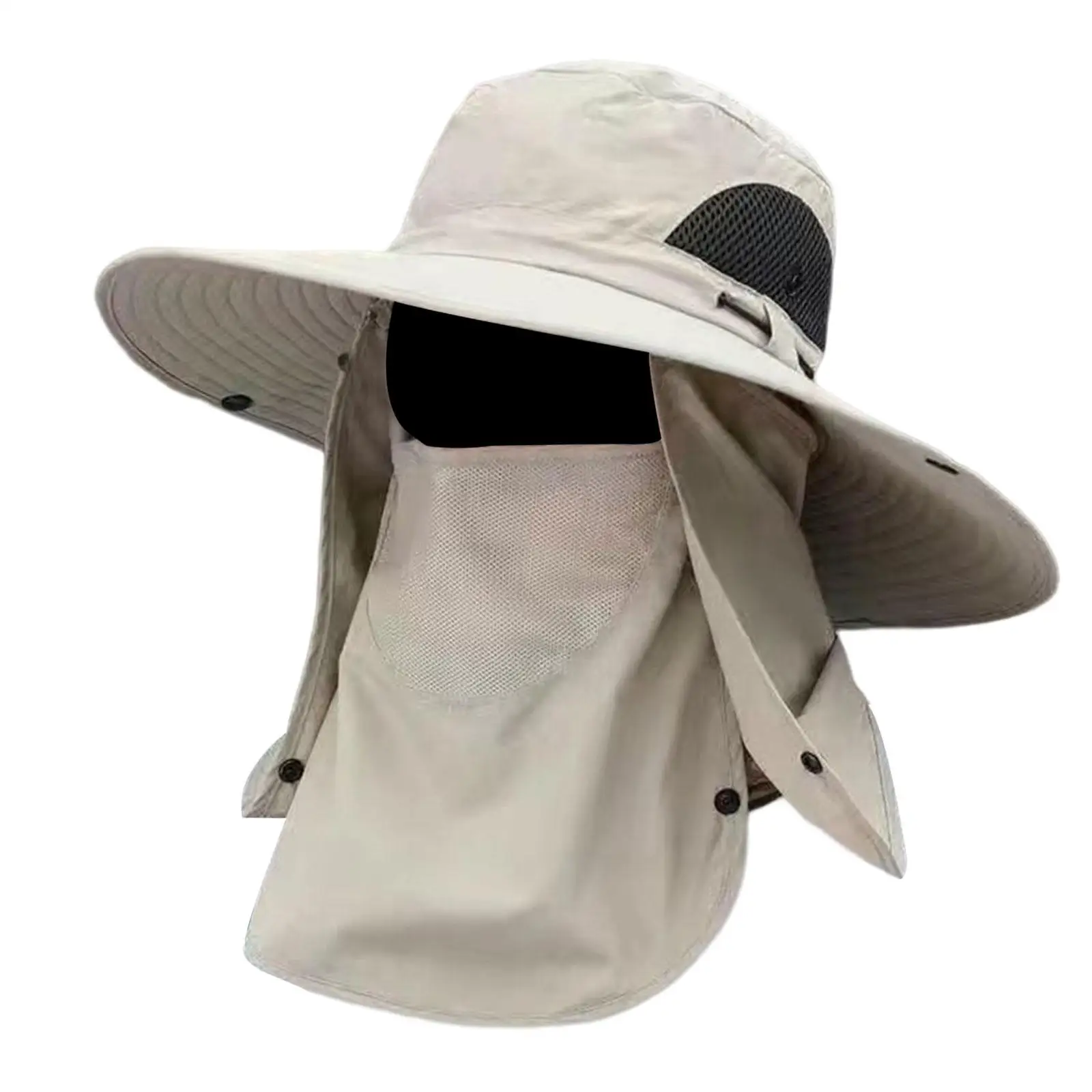 Fishing Hat Detachable Face Neck Flap Cover Visor Wide Brims