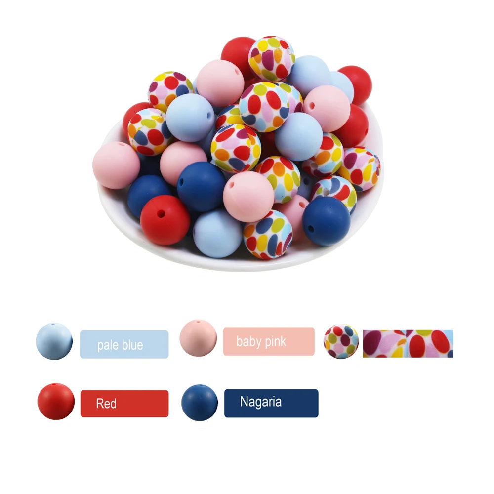 15mm Sky Blue Silicone Beads, Silicone Beads in Bulk, 15mm