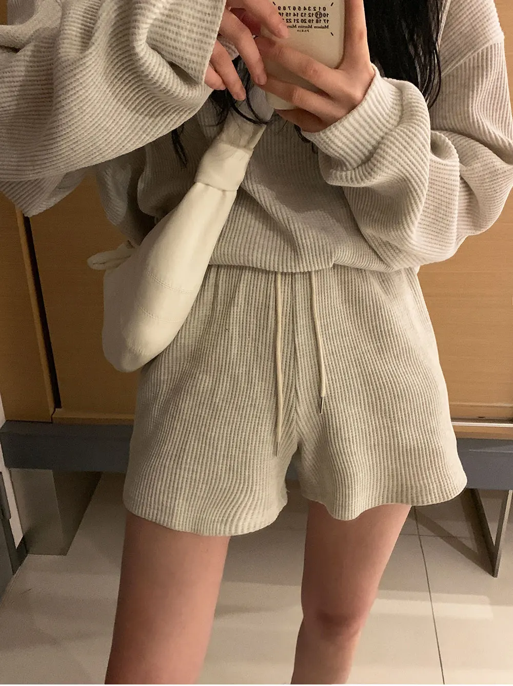 Fatos de Treino para Mulher Terno o Pescoço Moletom + Shorts Casual Solto Sólida Duas Peças Manga Comprida Senhora Sweatsuits Cor 12 Computers & Electronics
