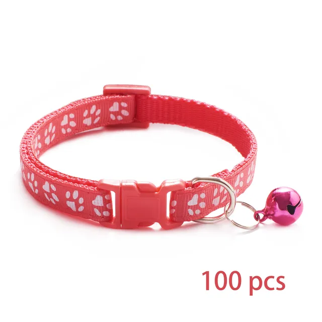 100 PCS Wholesale With Bell Collars Delicate Safety Casual  Dog Collar Neck Strap Fashion Adjustable Bell Pet Cat Dog Collars 3