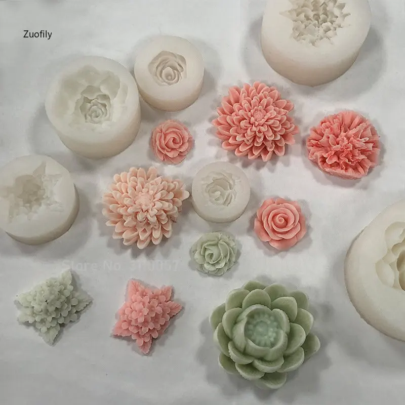 Lotus Floral Silicone Candle Mould Flower Bloom Rose Mold Ice Wax Soap  Resin Chocolate Fudge Jelly Moulds DIY Crafting Making Molds 