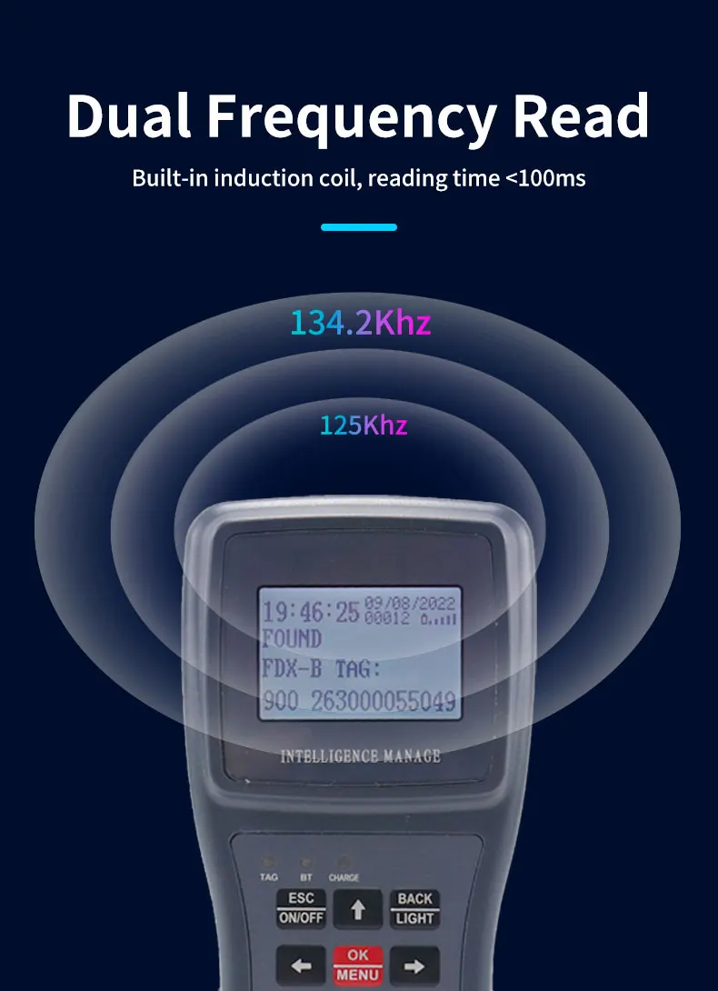 OLED Pet Microchip Scanner 134.2kHz