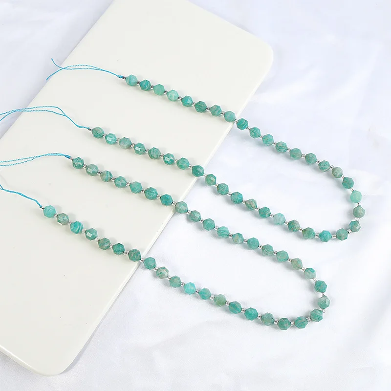 Natural Amazonite Olive Faceted Beads Jewelry Accessories Loose Beads For Jewelry Making DIY Beaded Handmade Bracelets