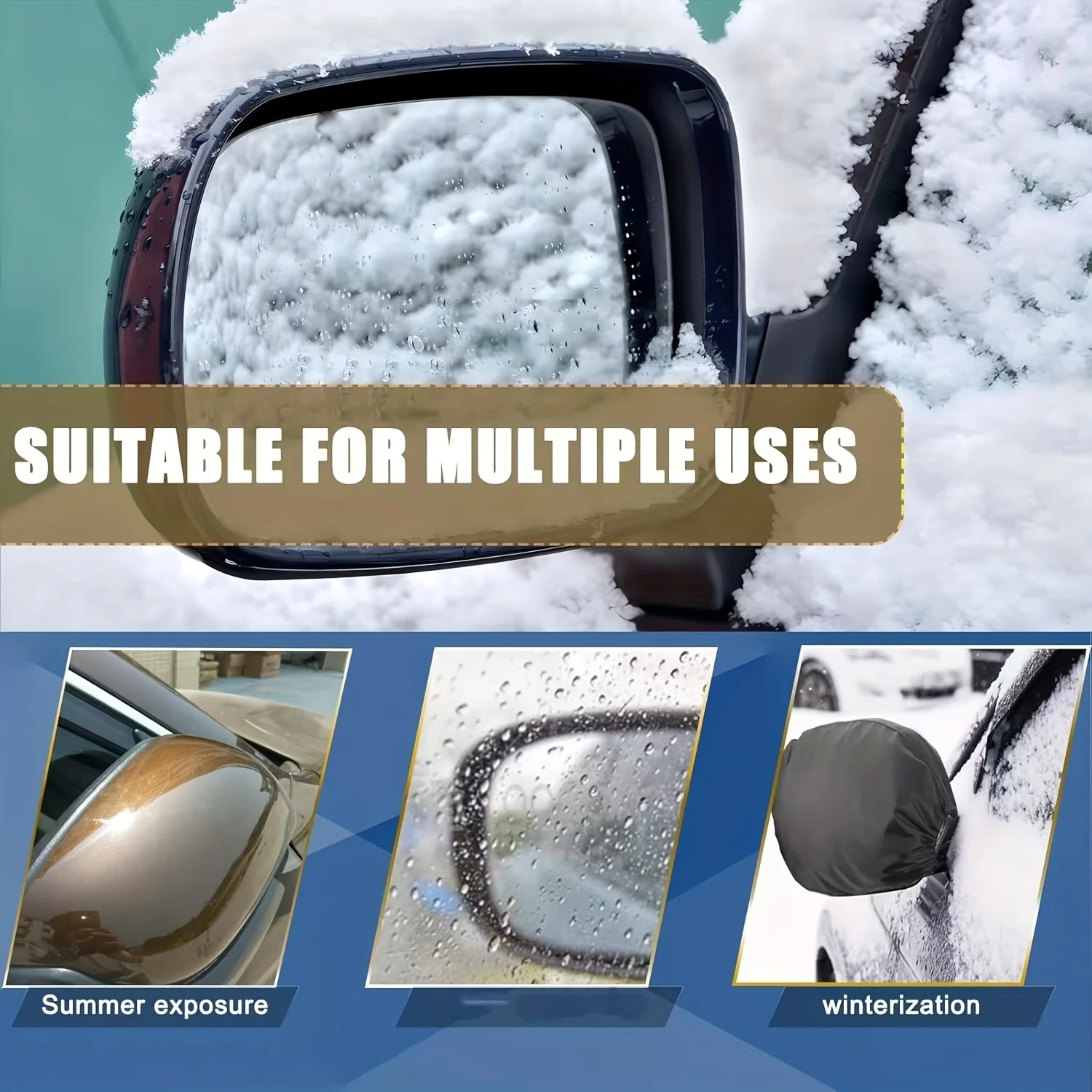 1Pair Rearview Mirror Snow Cover Winter Left and Right Side Mirror Protector Oxford Cloth Snow Freeze Dust Cover Car Accessories