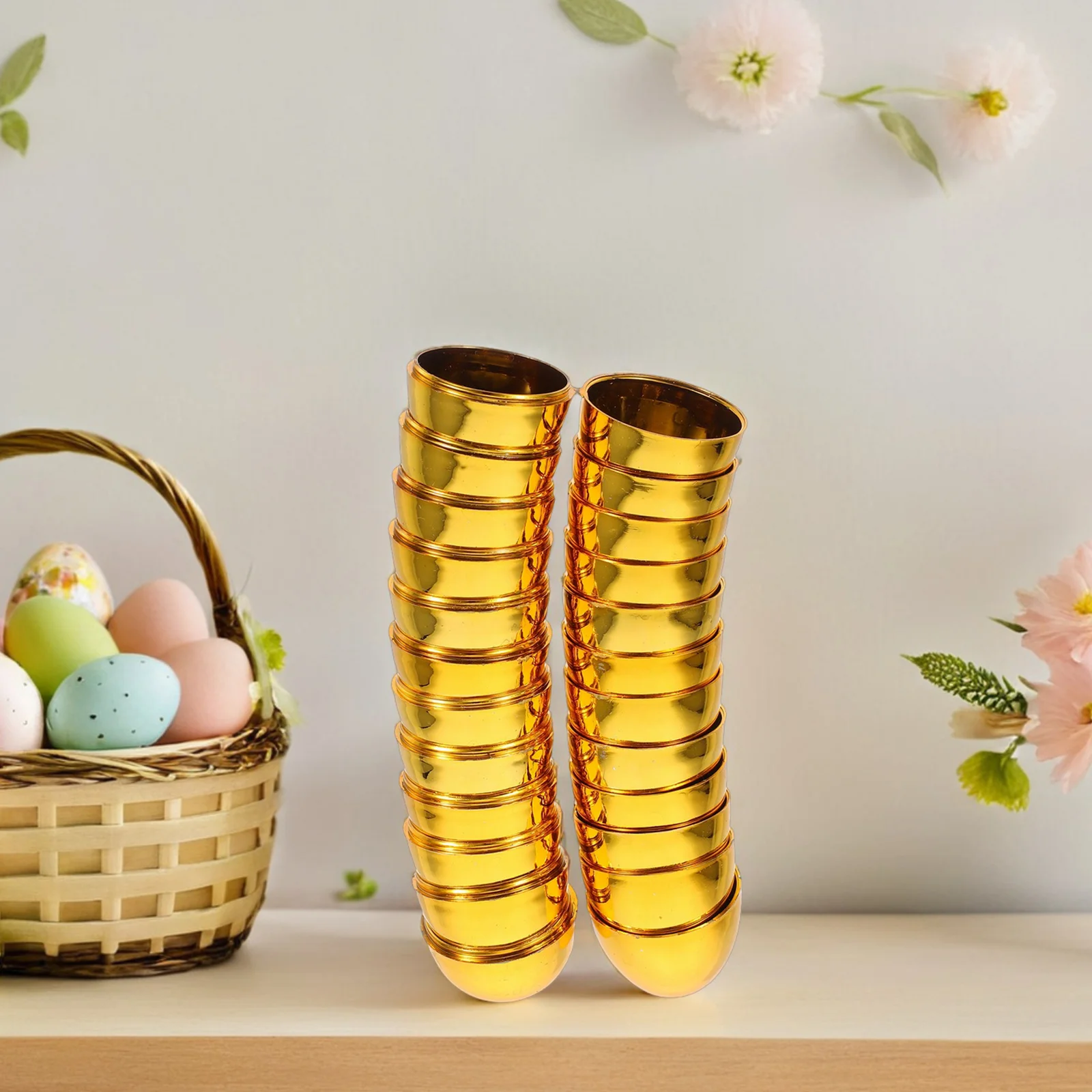 12 Pcs Golden Plastic Easter Eggshell Gift Boxes Openable Fillable Toy Eggs for Kids Easter Basket Decorations Reusable Mini 3