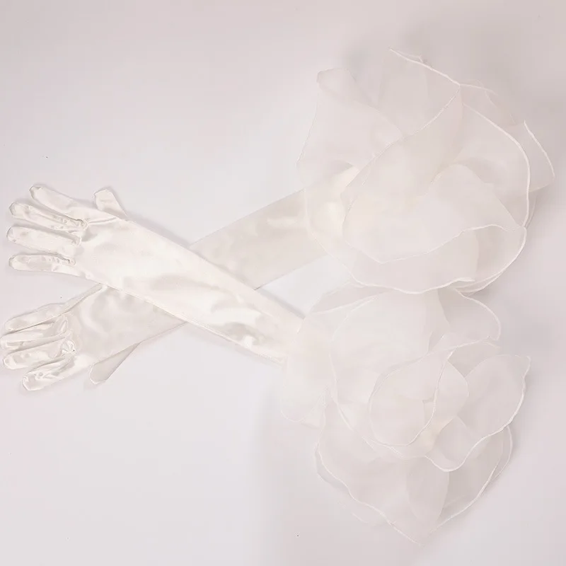 Women Sexy Elegant Dinner Dress Short Gloves Driving Gloves Banquet Velvet Wedding Mittens Party Lace Long Gloves Bridal